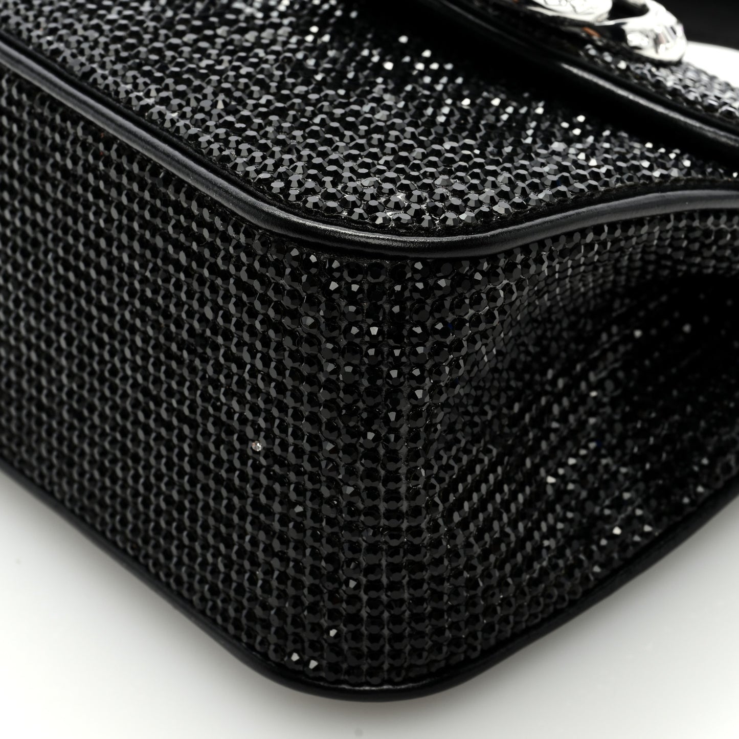 Crystal Bow Top Handle Black Silver