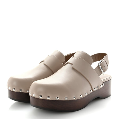 Hermes Toscan Calfskin Hermoine Mules 39 Beige Marfa 4 of 9