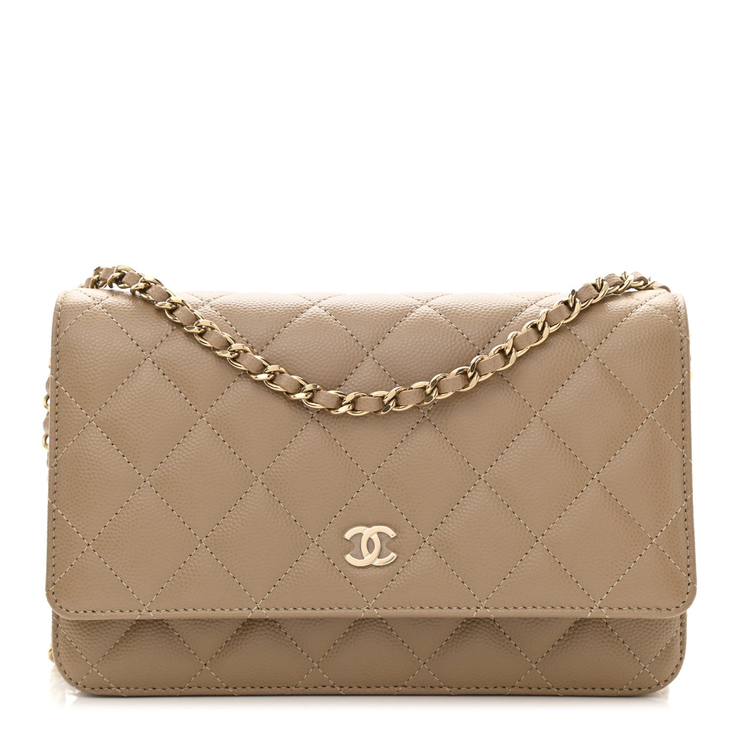 Chanel Caviar Quilted Wallet On Chain WOC Beige 1 of 12