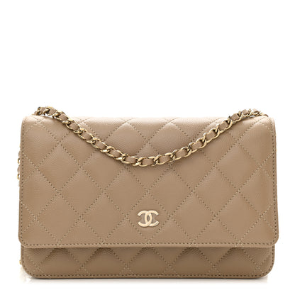 Chanel Caviar Quilted Wallet On Chain WOC Beige 1 of 12