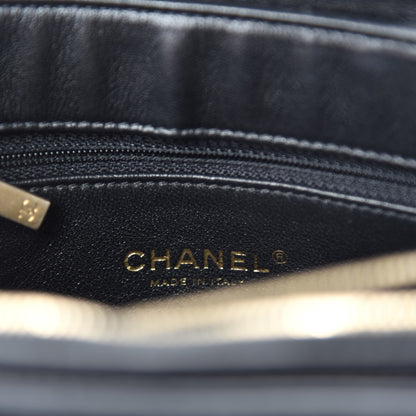 Chanel Lambskin Chevron Quilted Medium Envelope Flap Black 11 of 13