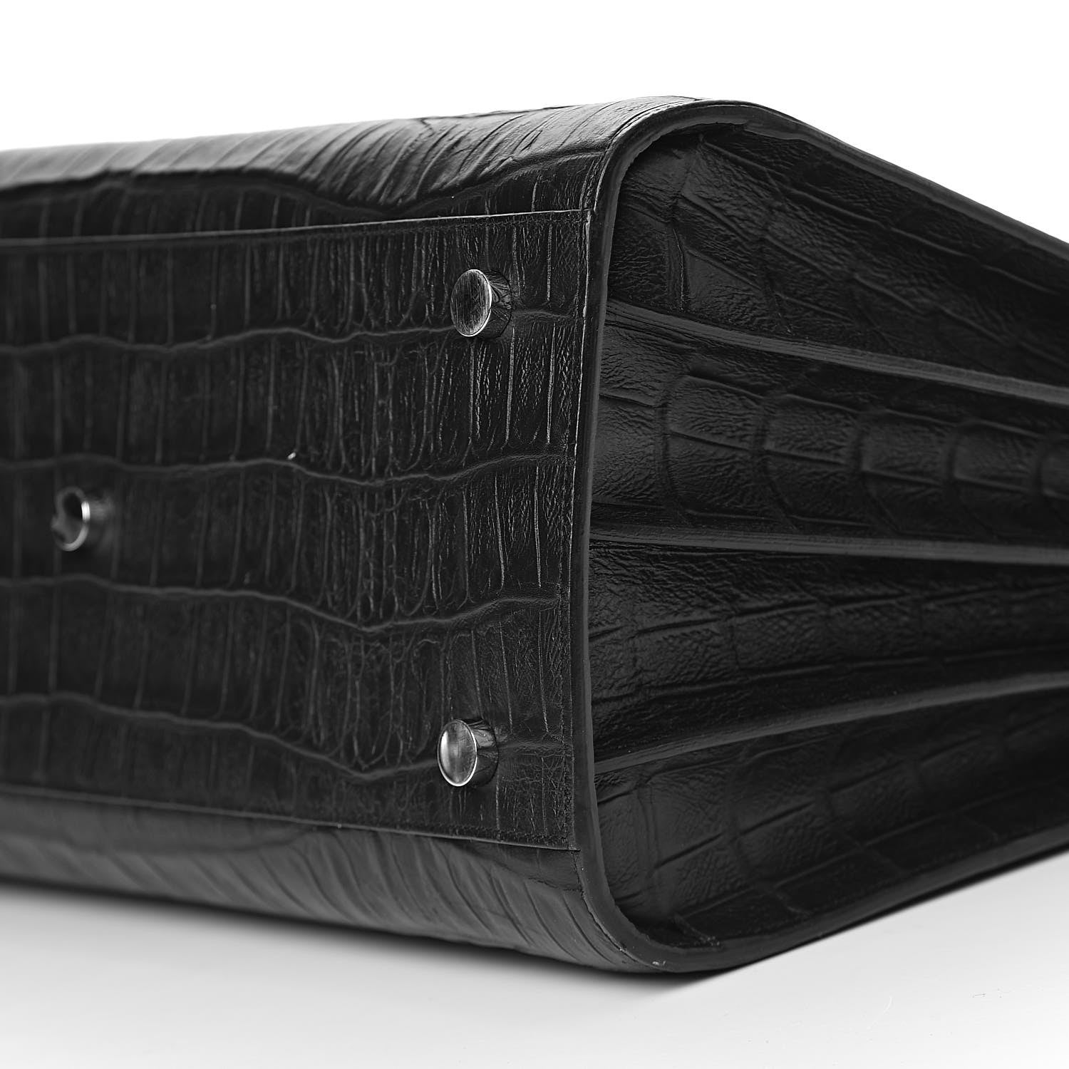 Saint Laurent Calfskin Crocodile Embossed Small Sac de Jour Black 8 of 10