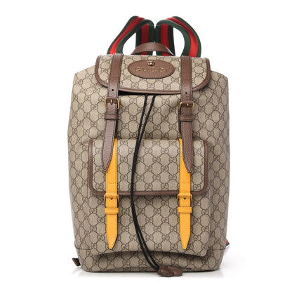 Gucci Soft GG Supreme Monogram Neo Vintage Double Buckle Backpack Beige New Acero Crop 1 of 11