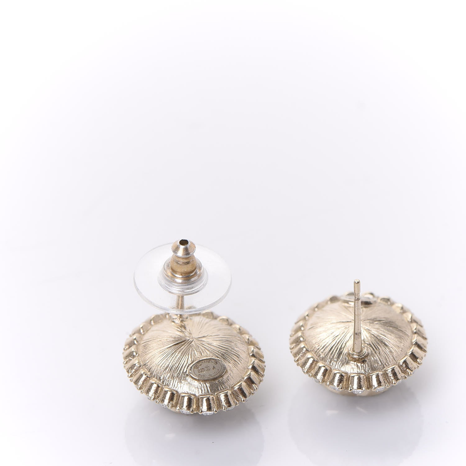 Chanel Crystal Resin CC Earrings Silver 4 of 4