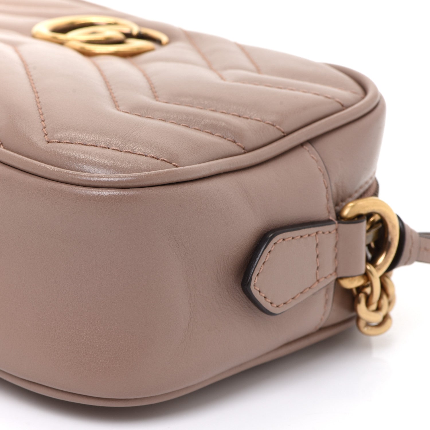 Gucci Calfskin Matelasse Mini GG Marmont Chain Shoulder Bag Porcelain Rose 11 of 12