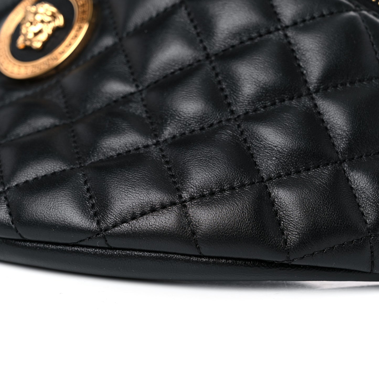 Nappa Quilted Medusa Belt Bag Black