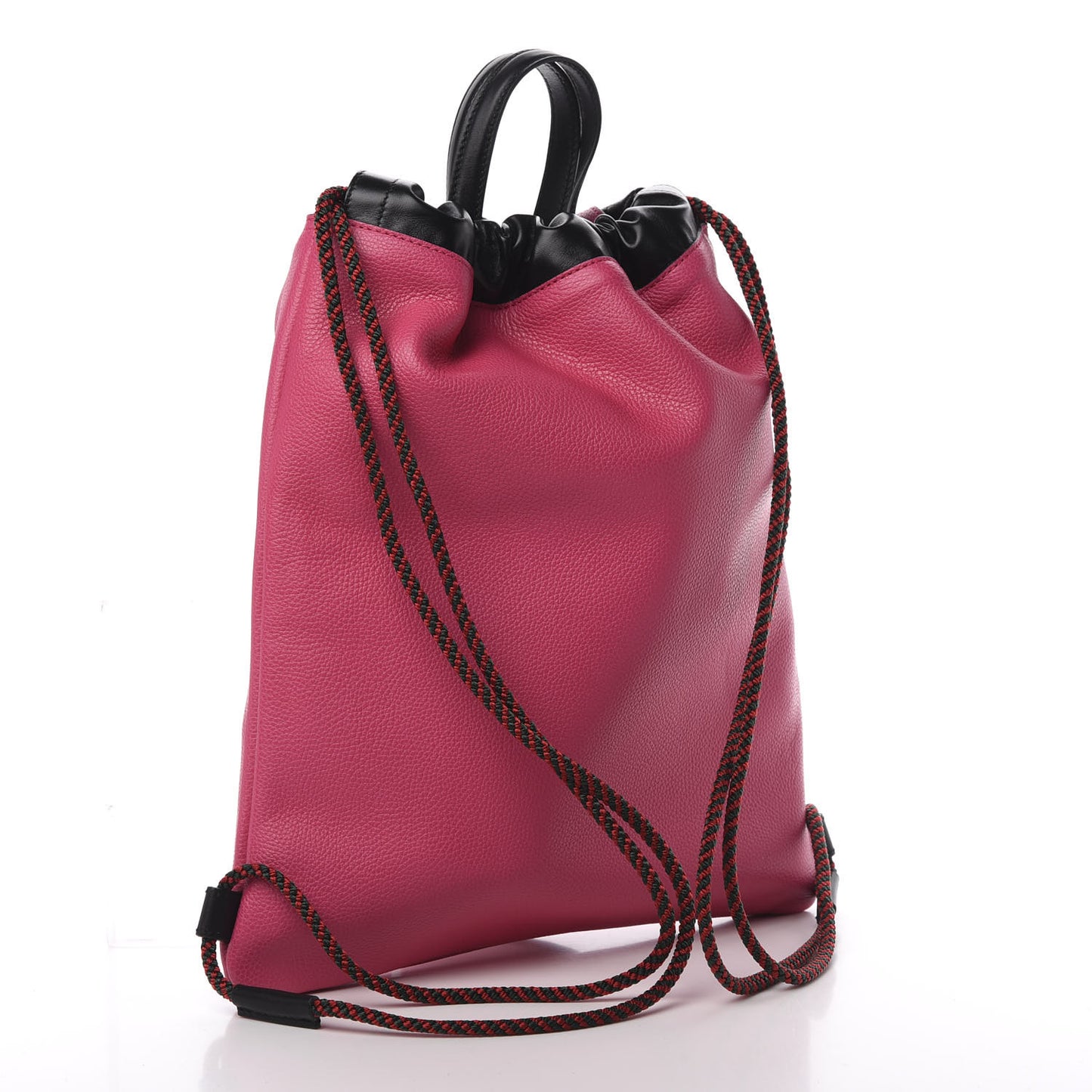 Grained Calfskin Logo Drawstring Backpack Box Pink Green Black