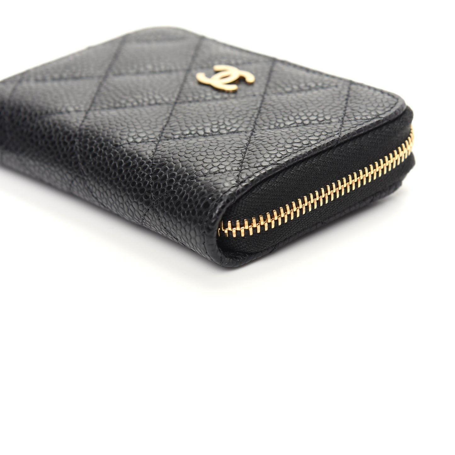 Caviar Quilted Zip Coin Purse Black