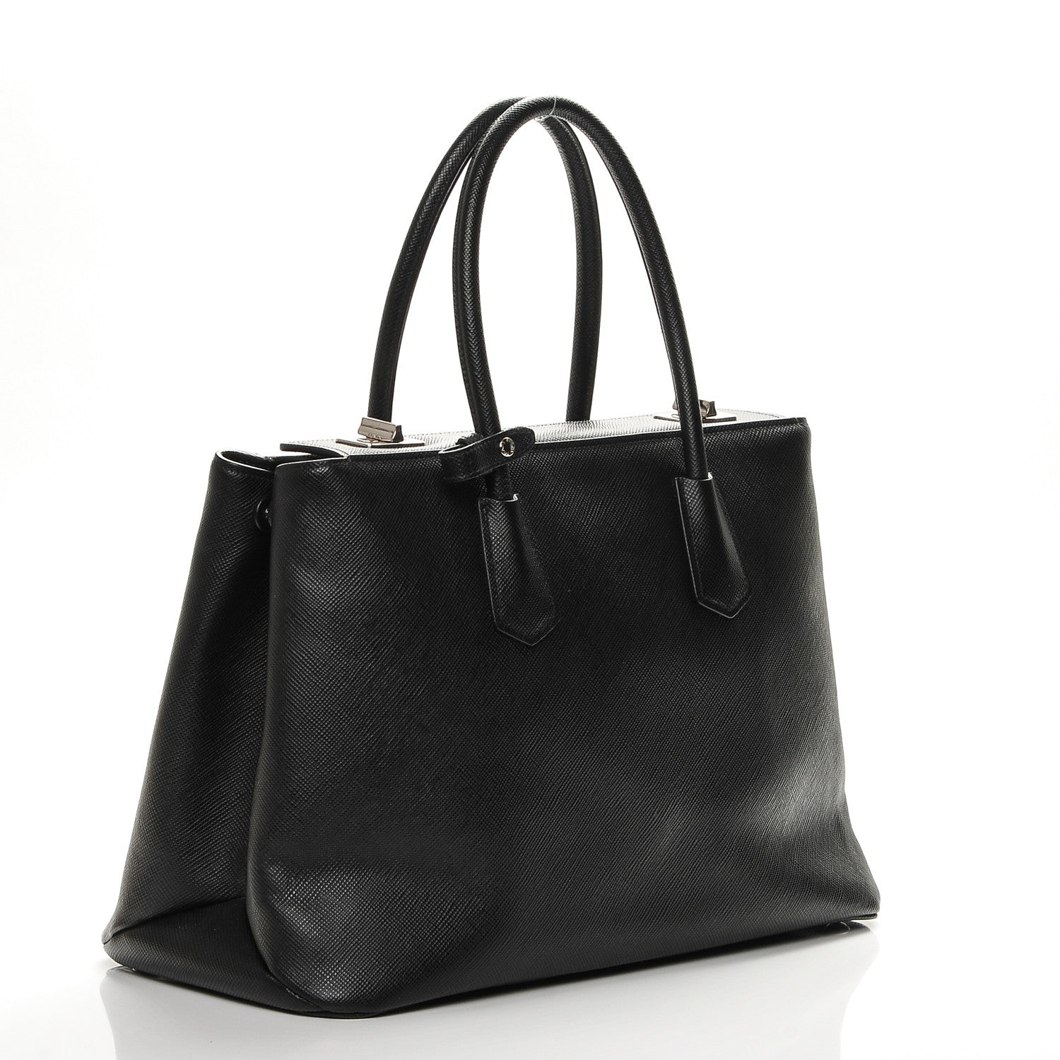 Prada Saffiano Cuir Twin Tote Nero Black 3 of 7