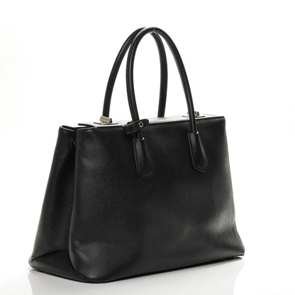 Prada Saffiano Cuir Twin Tote Nero Black 3 of 7