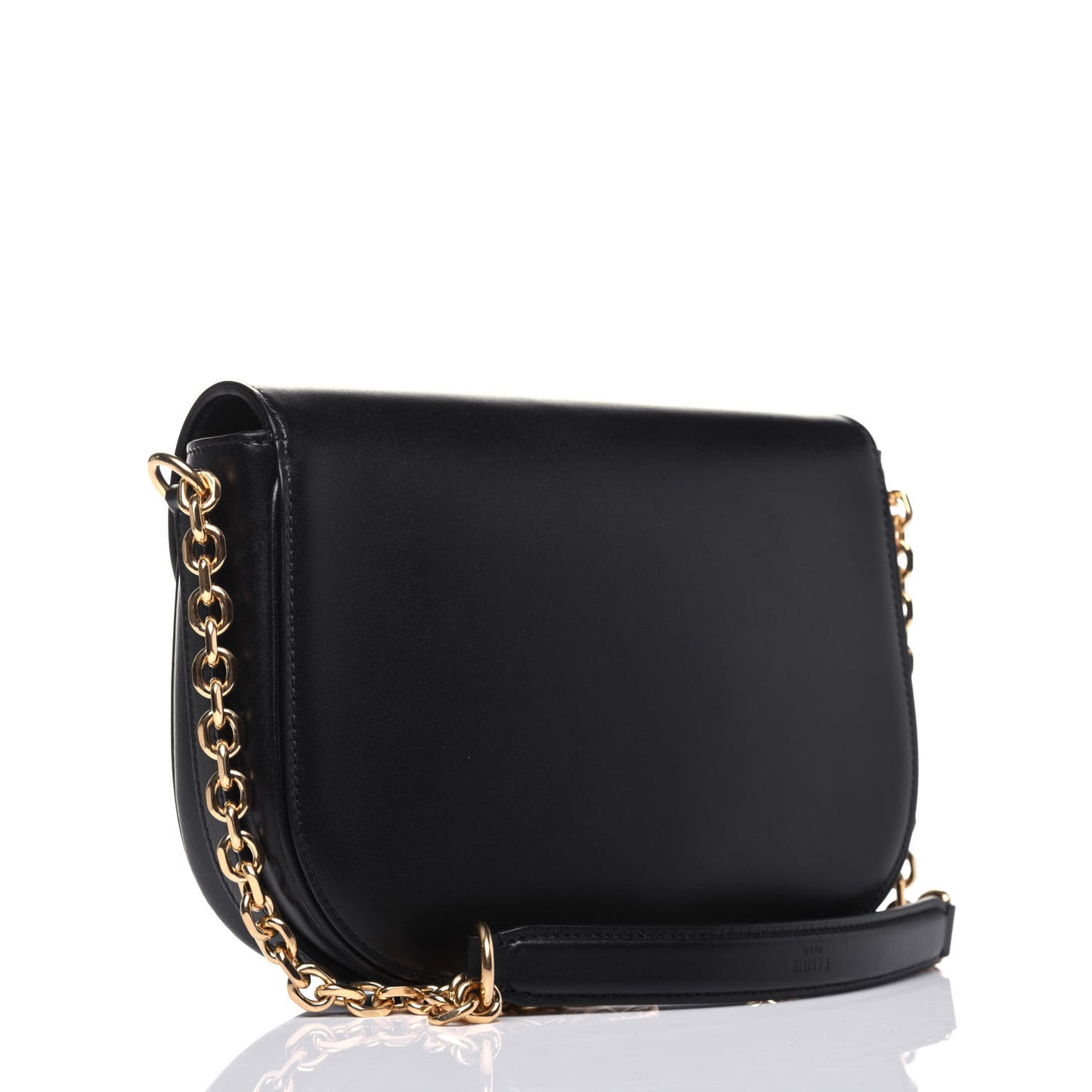 Shiny Calfskin Medium Chain Maillon Triomphe Black