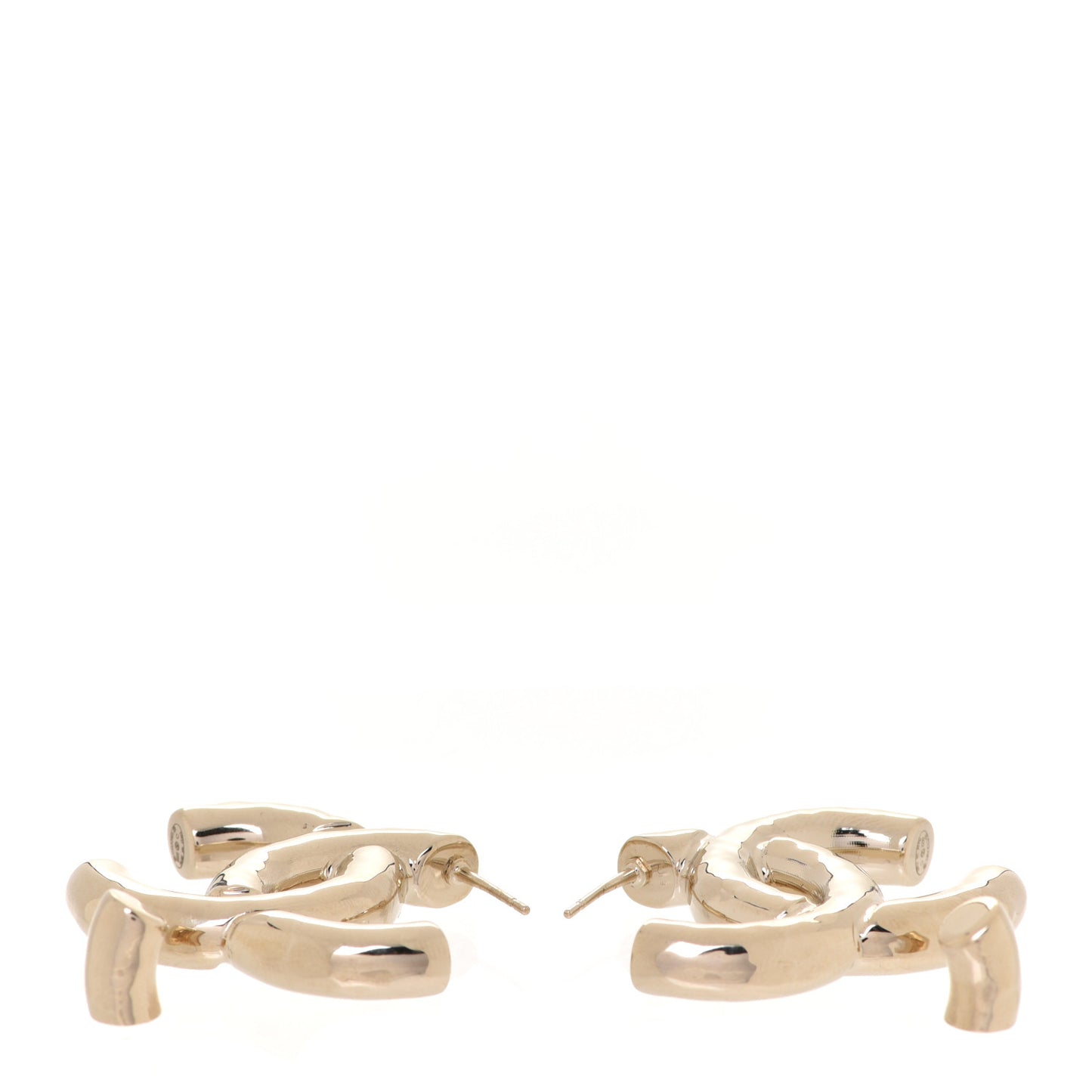 Metal Large CC Earrings Light Gold