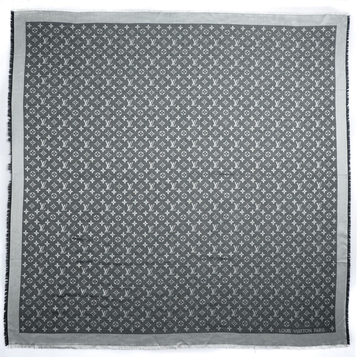 Louis Vuitton Wool Silk Monogram Denim Shawl Black 3 of 5