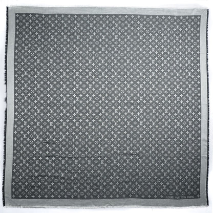 Louis Vuitton Wool Silk Monogram Denim Shawl Black 3 of 5