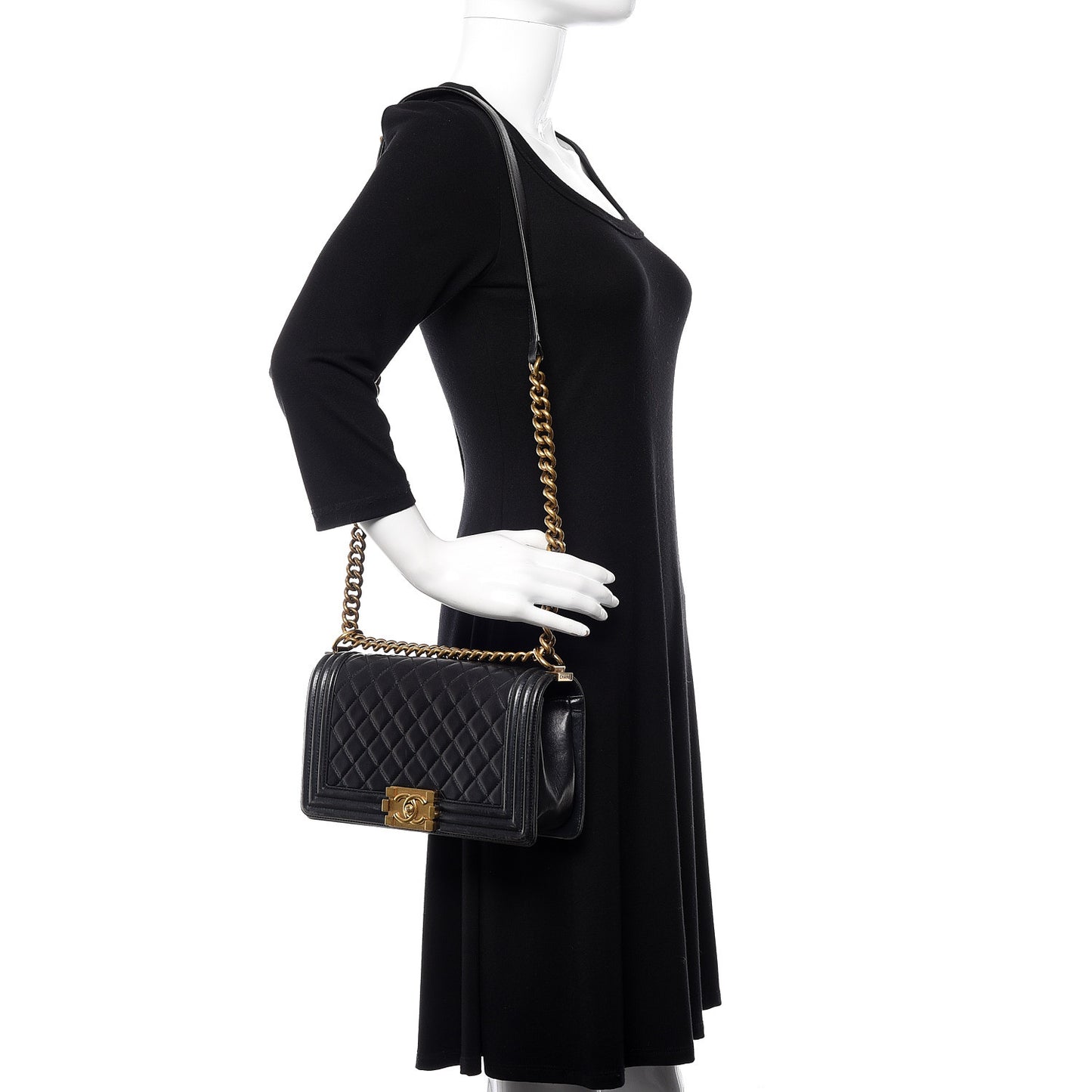 Lambskin Quilted Medium Boy Flap Black