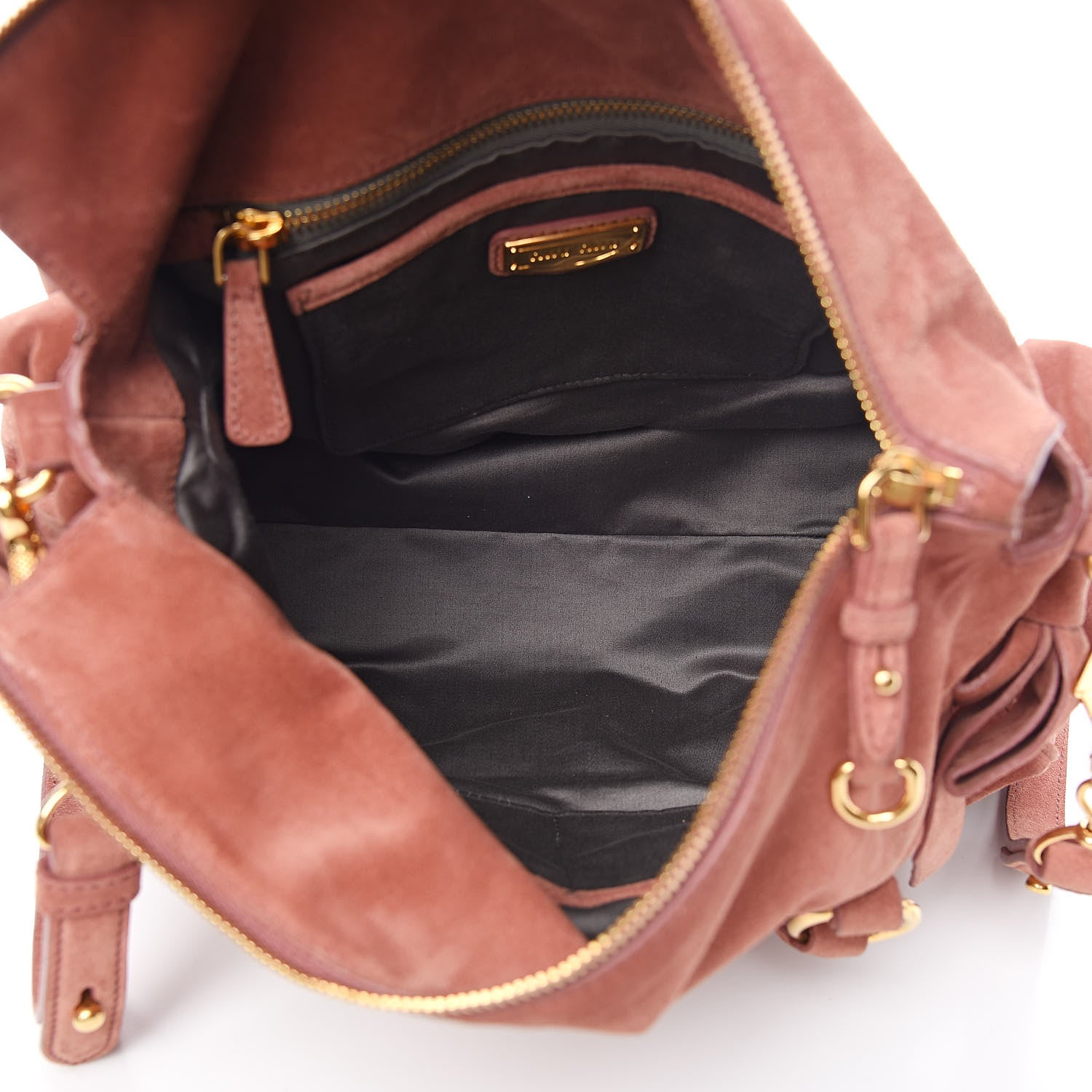 Miu Miu Suede Lux Small Bow Bag Antico 5 of 12