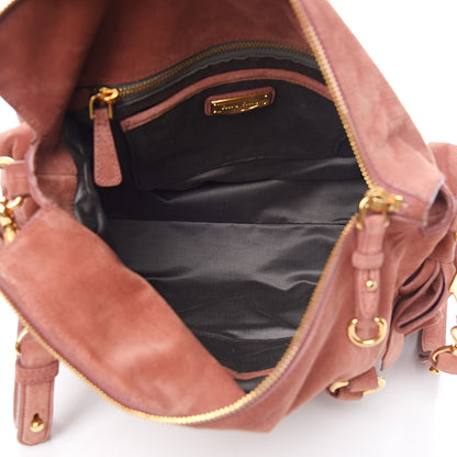 Miu Miu Suede Lux Small Bow Bag Antico 5 of 12