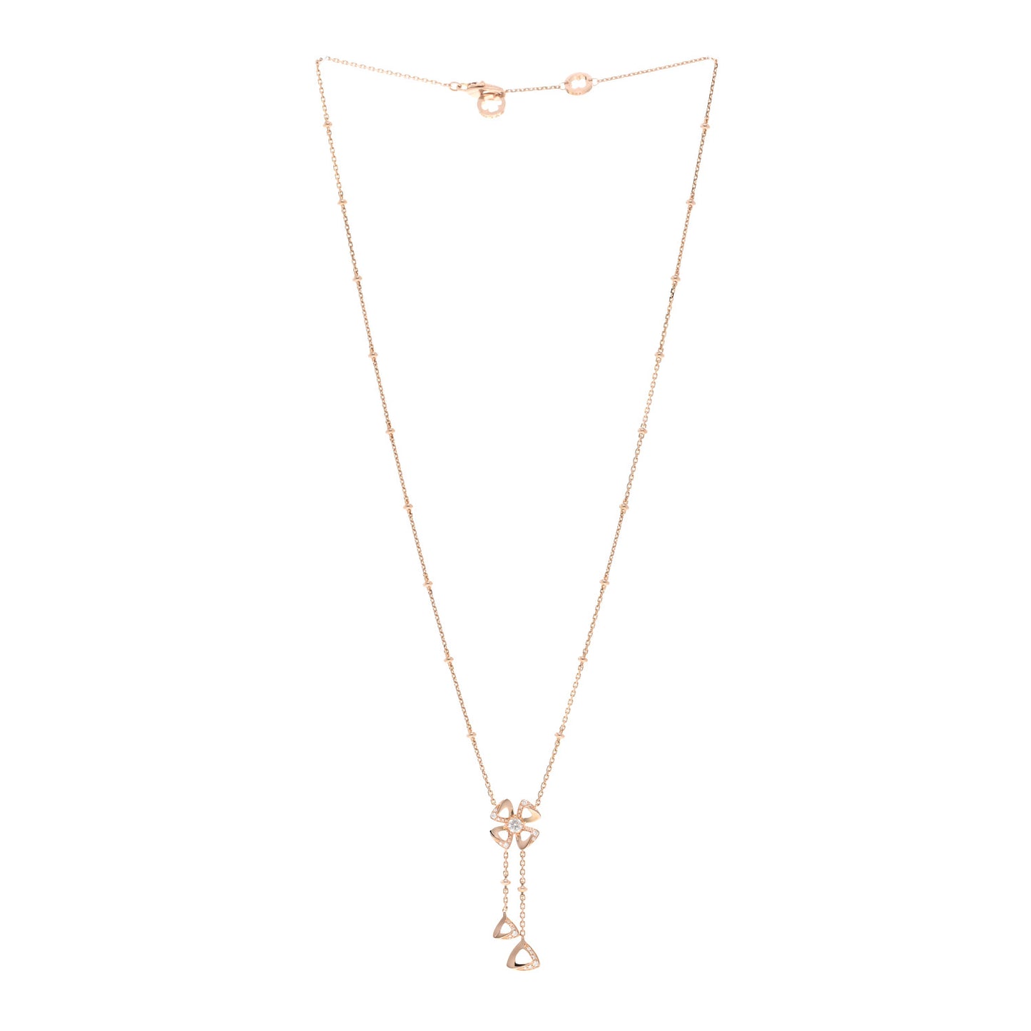 18K Rose Gold Diamond Fiorever Drop Necklace