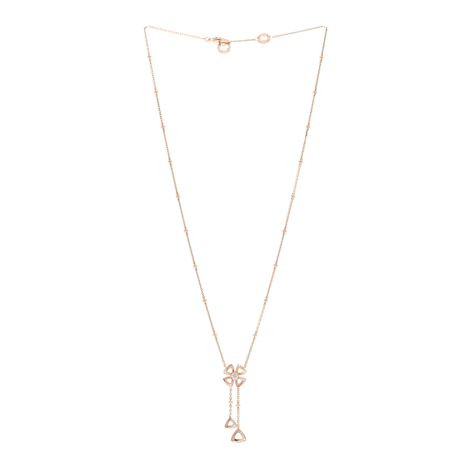 Bulgari 18K Rose Gold Diamond Fiorever Drop Necklace 3 of 5