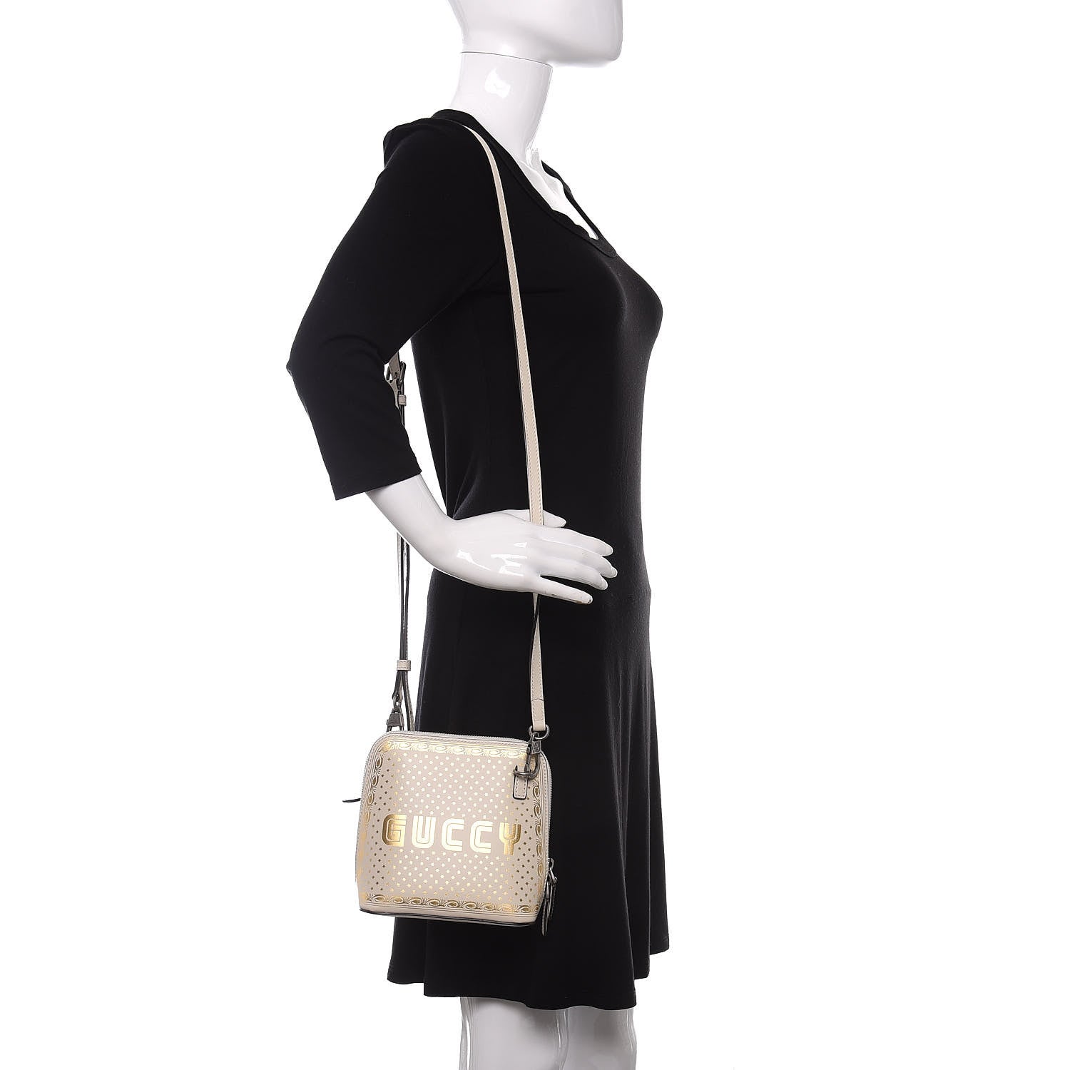 Gucci X SEGA Calfskin GUCCY Stars Mini Dome Shoulder Bag Mystic White Gold 2 of 11