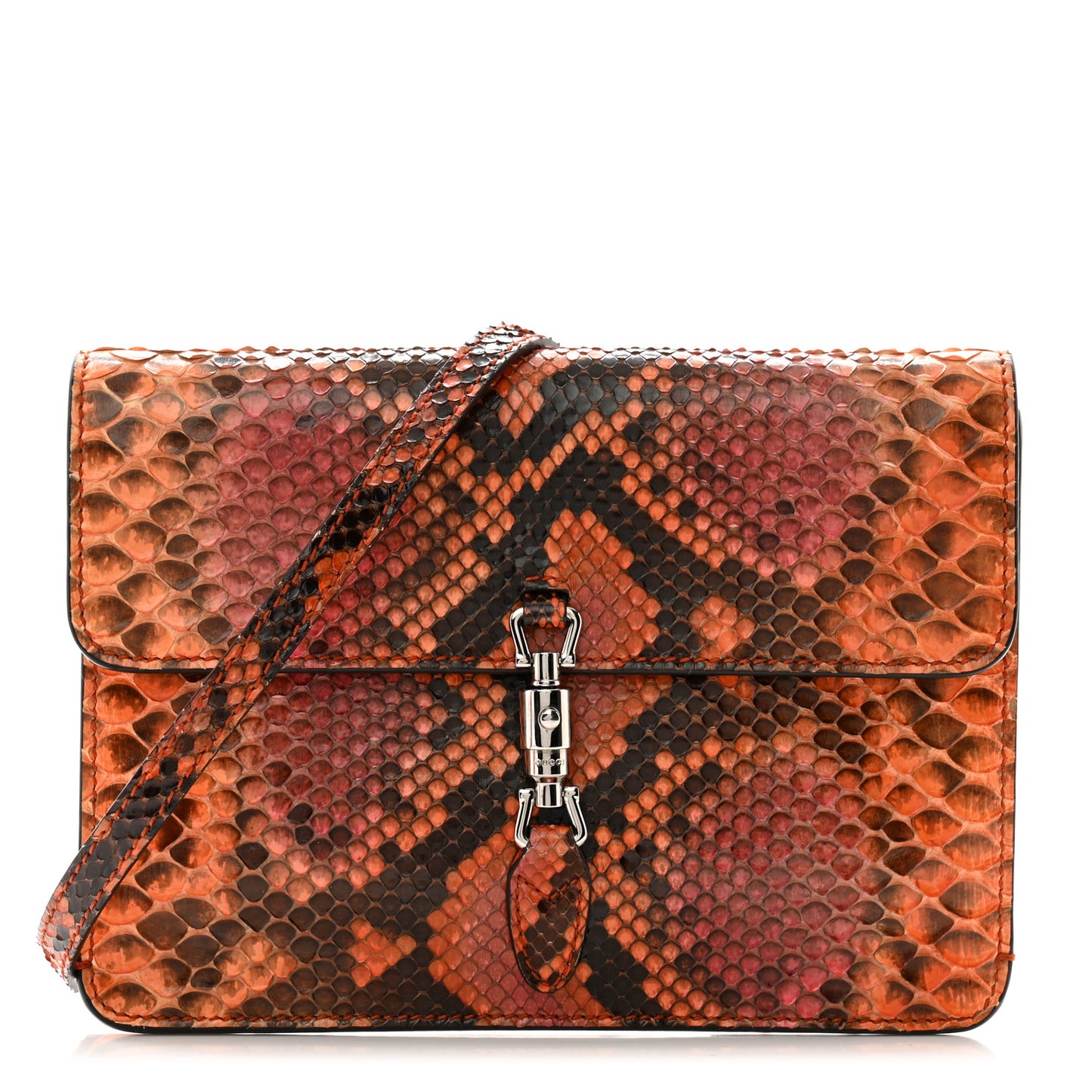 Grand Prix Snakeskin Jackie Convertible Shoulder Bag Orange