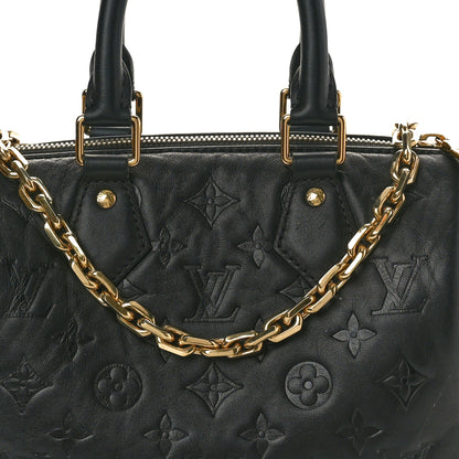 Louis Vuitton Lambskin Embossed Monogram Speedy 22 Bandouliere Black 7 of 12