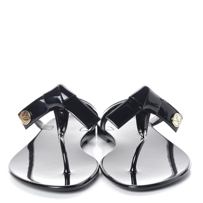 Louis Vuitton Patent Seastar Thong Sandals 38 Black 2 of 10