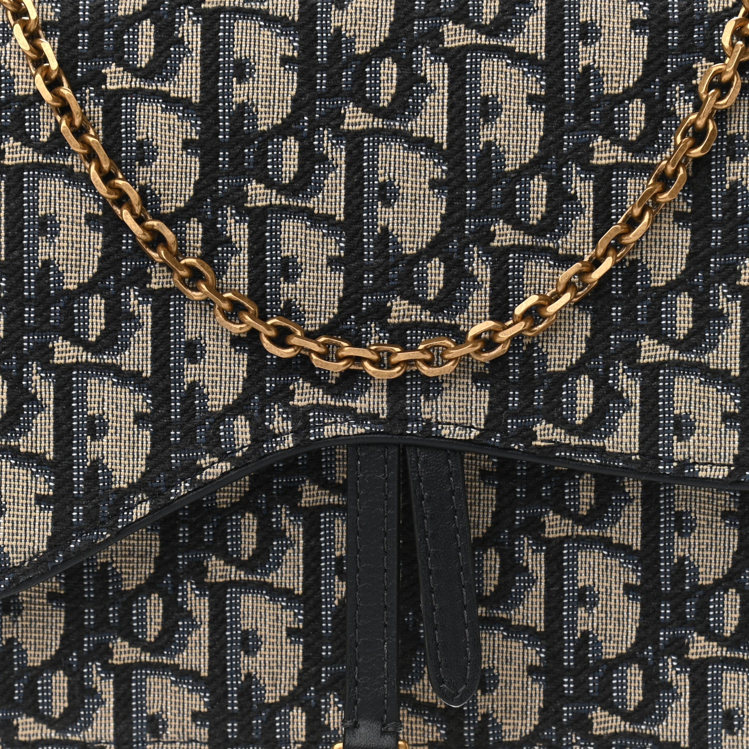 Christian Dior Oblique Saddle Chain Pouch Blue 7 of 9