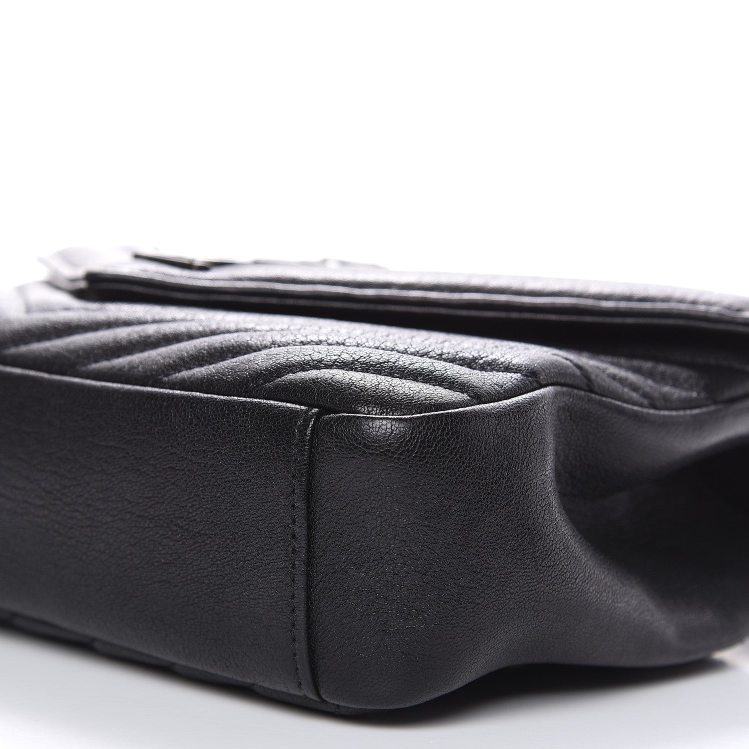 Saint Laurent Sheepskin Matelasse Chevron Monogram Medium College Bag Black 8 of 14