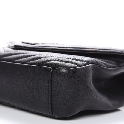 Saint Laurent Sheepskin Matelasse Chevron Monogram Medium College Bag Black 8 of 14
