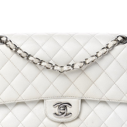 Chanel Caviar Quilted Medium Double Flap White 23 of 24