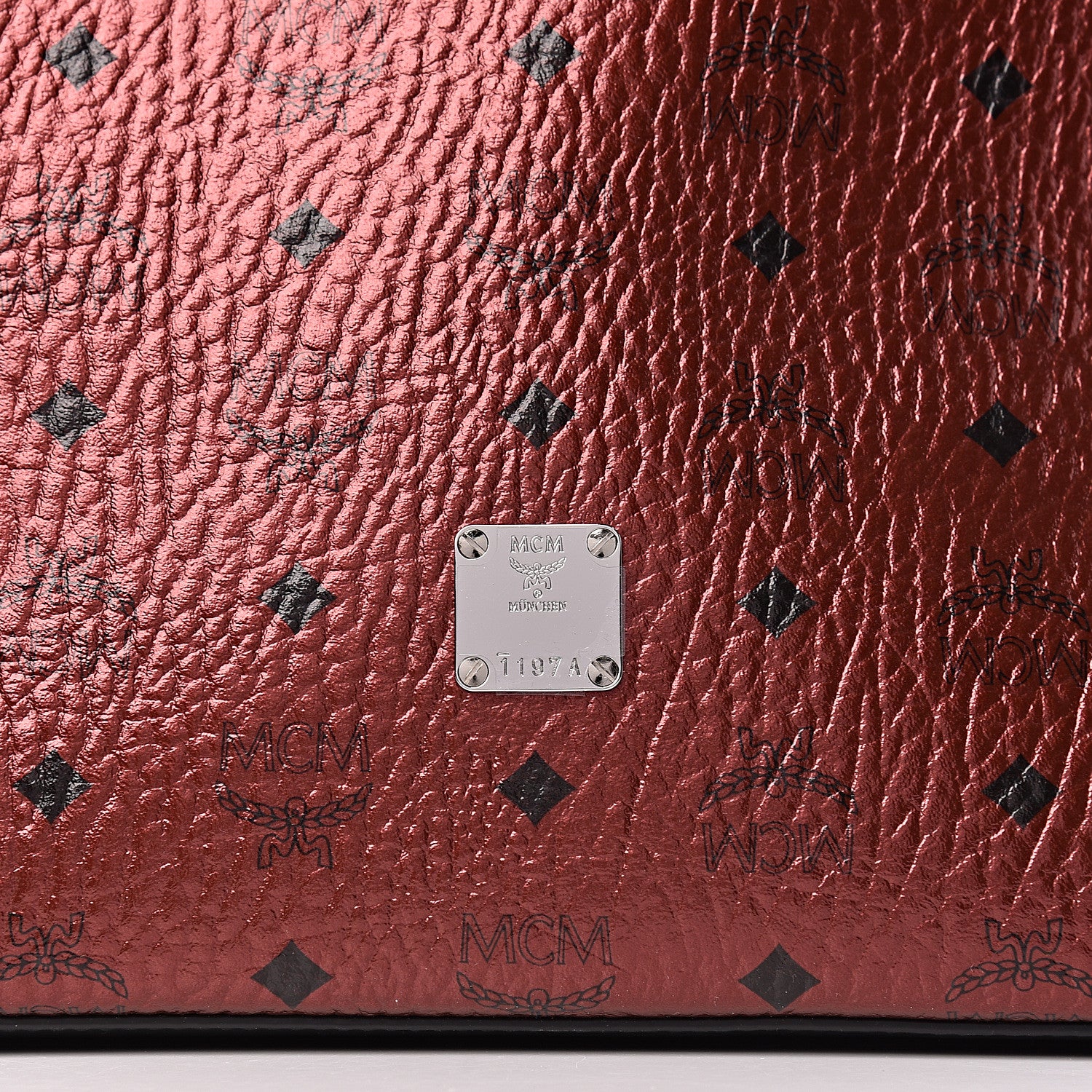 MCM Metallic Visetos Shopper Tote Scooter Red 11 of 13