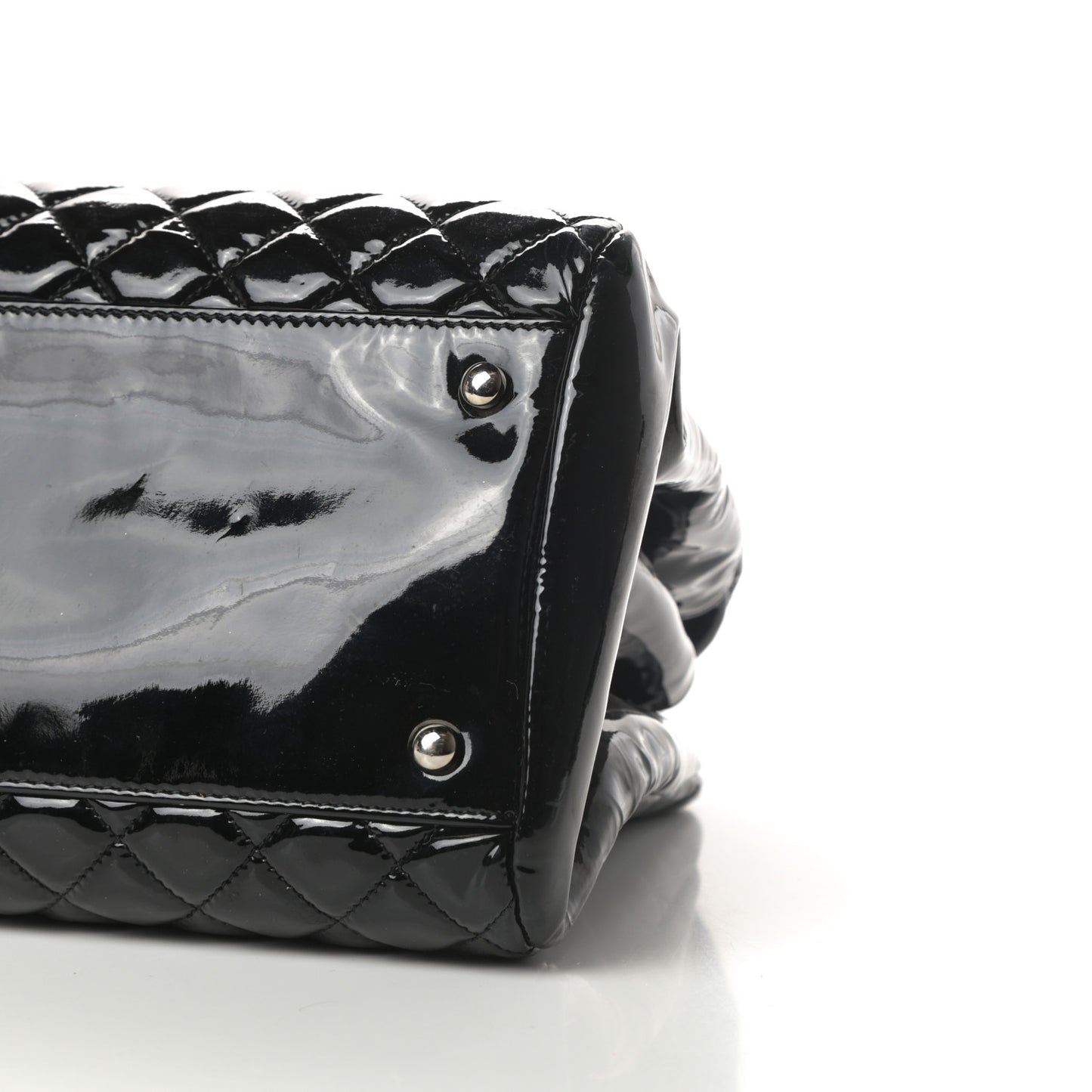 Patent Quilted Large Just Mademoiselle Bowling Bag Black