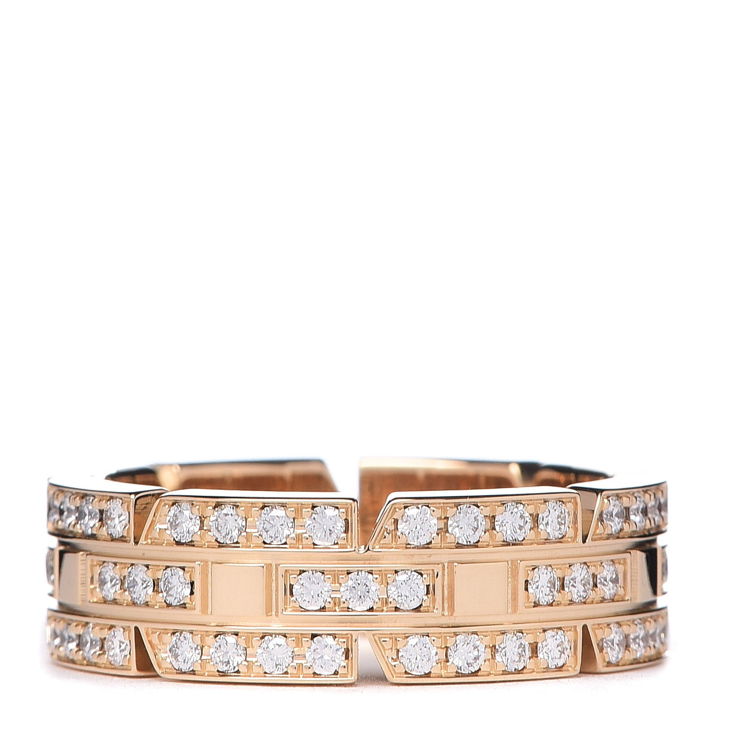 18K Yellow Gold Diamond 6mm Tank Francaise Ring 52 6