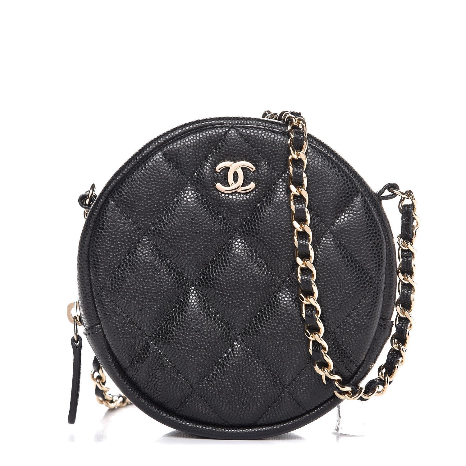 Chanel Caviar Quilted Round Clutch With Chain Black 1 of 8