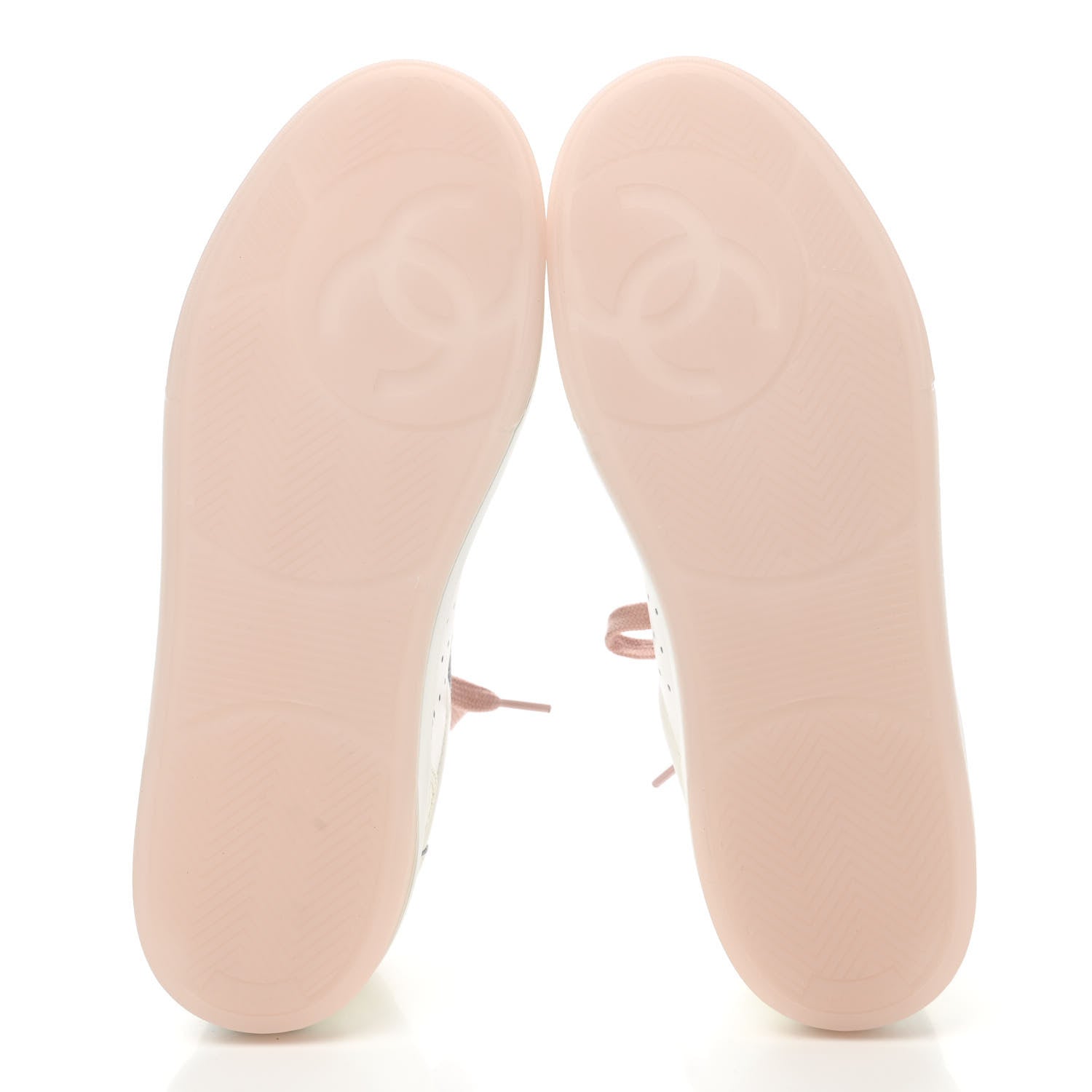 Chanel Grained Calfskin Fabric Womens Logo Sneakers 41 White Light Pink 5 of 9