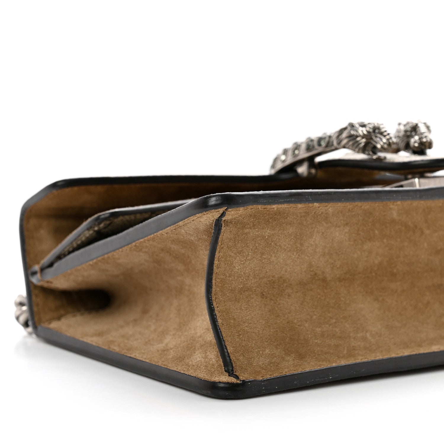 Gucci GG Supreme Monogram Suede Crystal Small Dionysus Shoulder Bag Beige Ebony Taupe 7 of 8