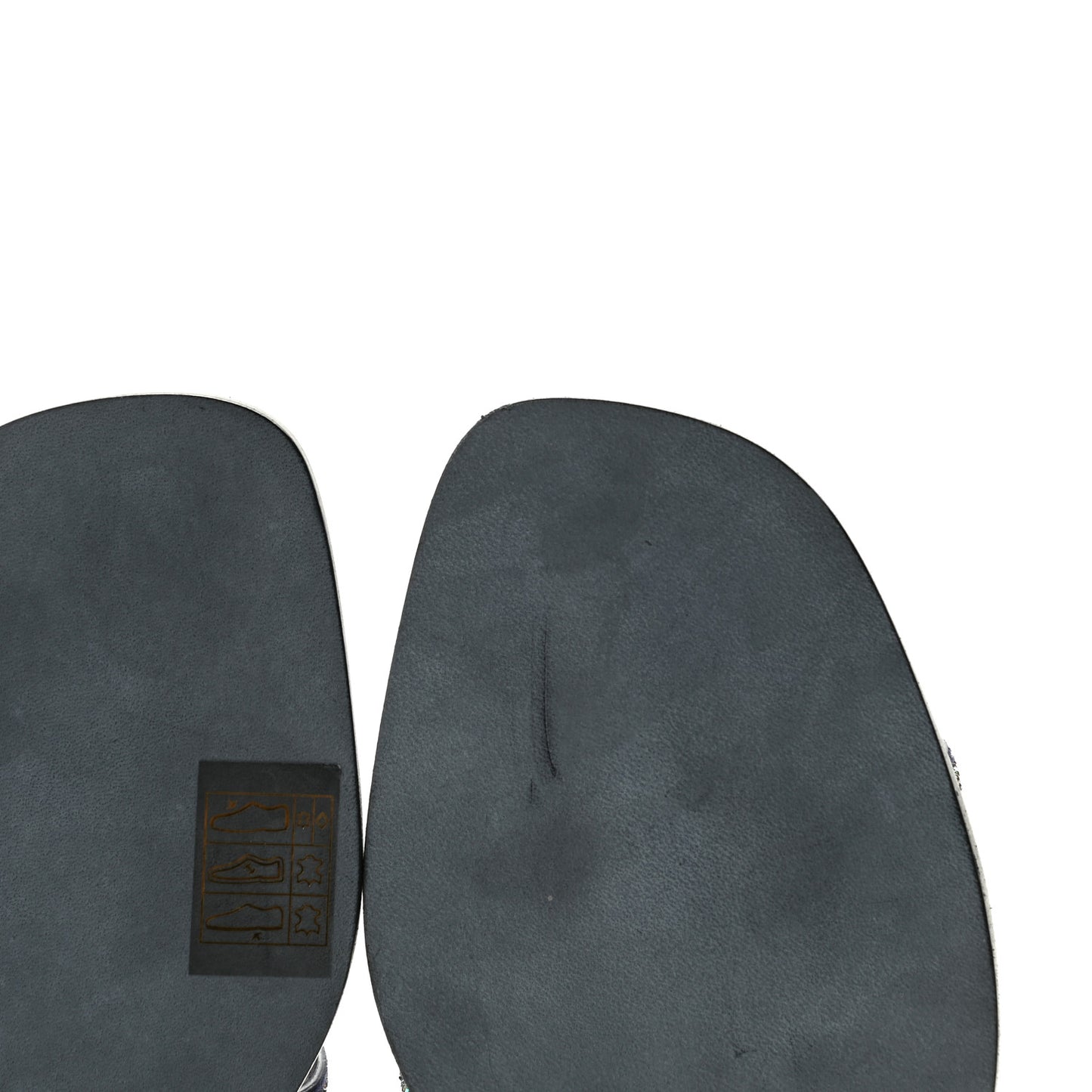 Suede Goatskin Crystal Oran Sandals 37 Bleu De Prusse Irisé