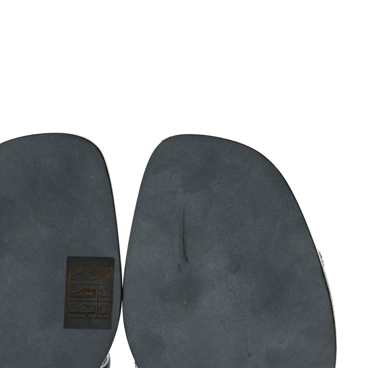 Hermes Suede Goatskin Crystal Oran Sandals 37 Bleu De Prusse Irisé 10 of 11