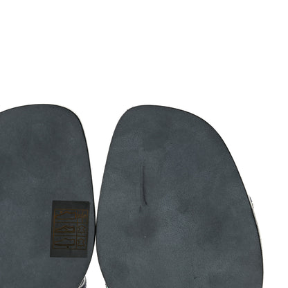 Hermes Suede Goatskin Crystal Oran Sandals 37 Bleu De Prusse Irisé 10 of 11