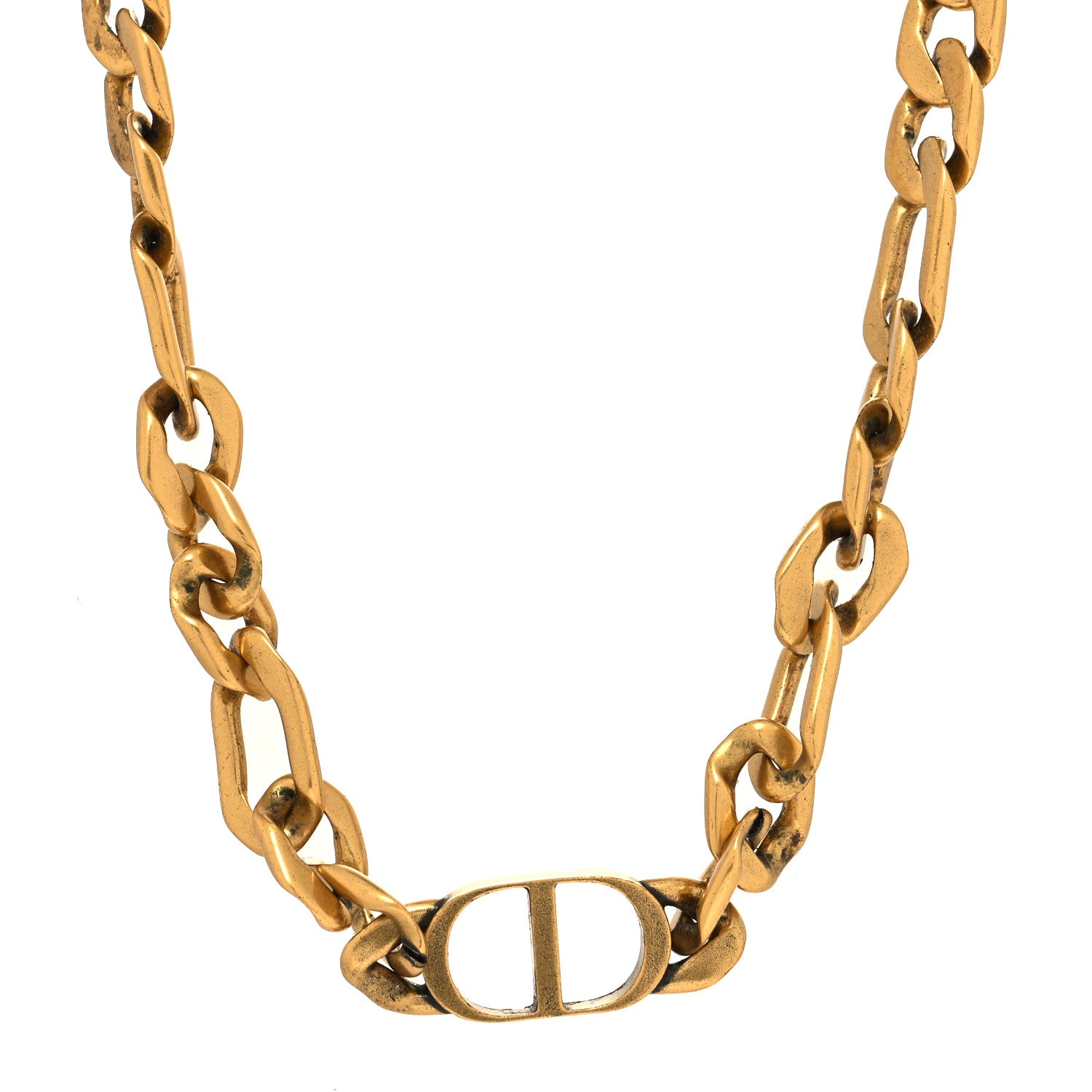 Christian Dior Metal CD Choker Necklace Aged Gold 1 of 5