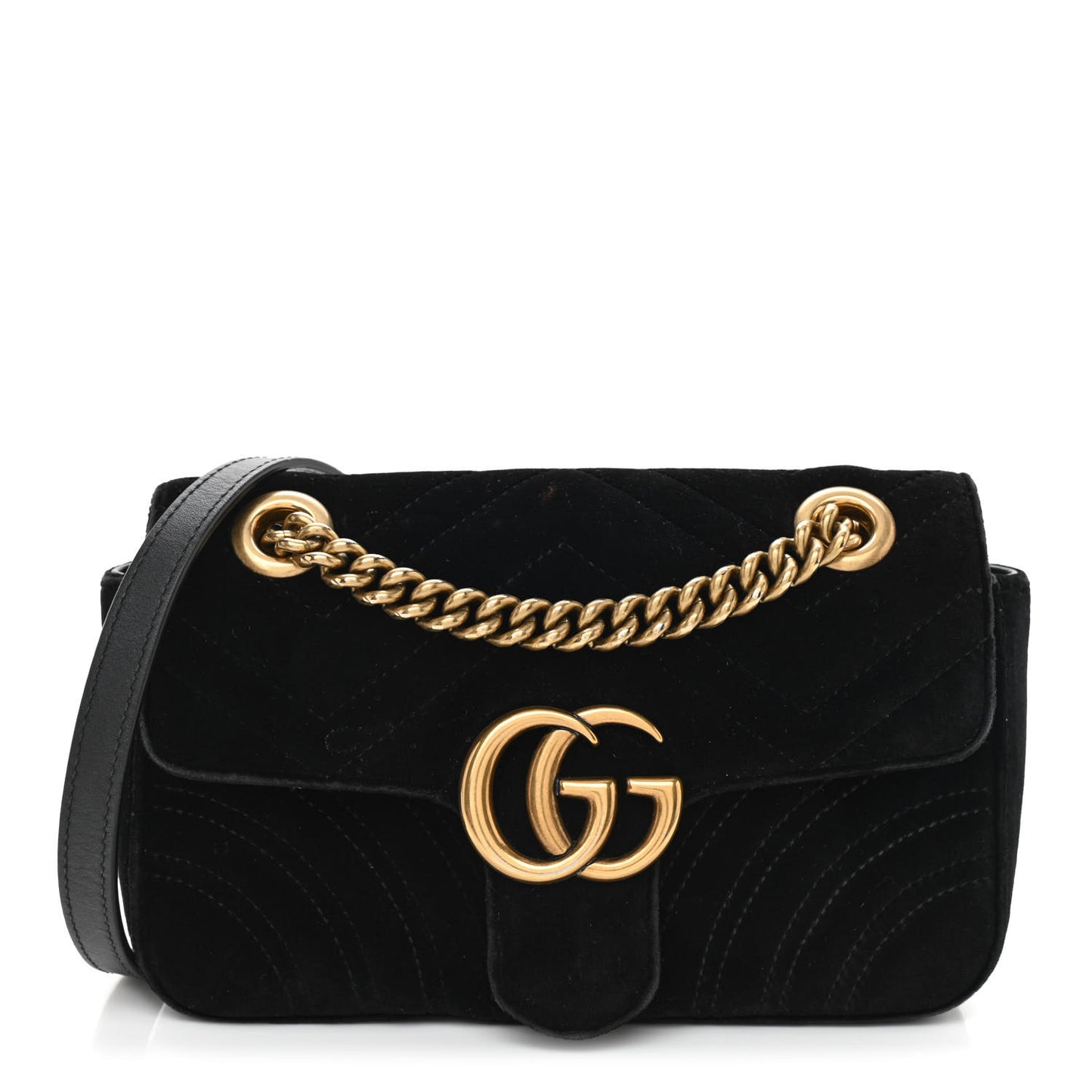 Velvet Matelasse Mini GG Marmont Shoulder Bag Black