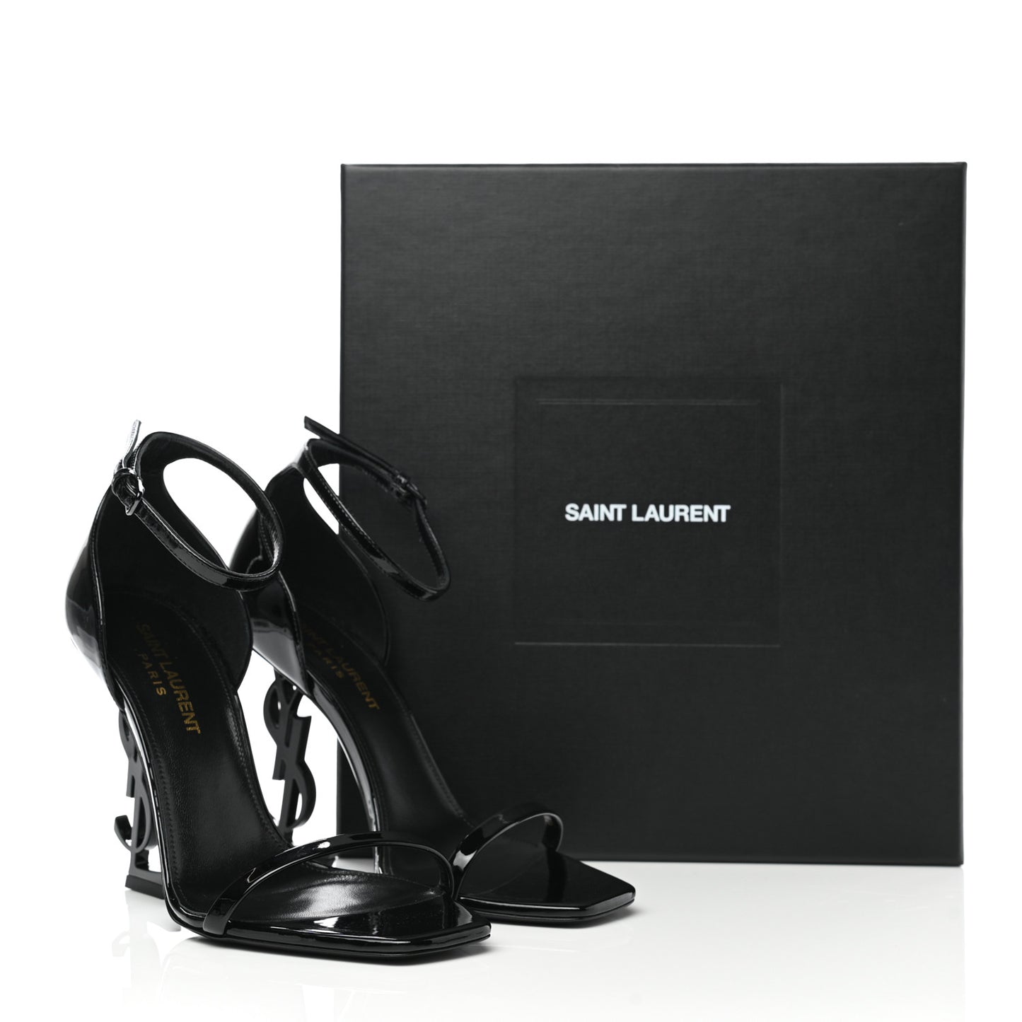 Patent Calfskin Opyum 110 Sandals 36.5 Black