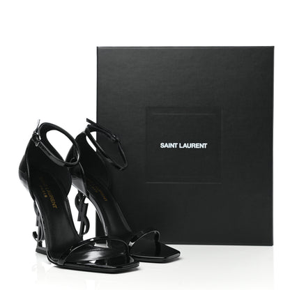 Saint Laurent Patent Calfskin Opyum 110 Sandals 36.5 Black 8 of 8