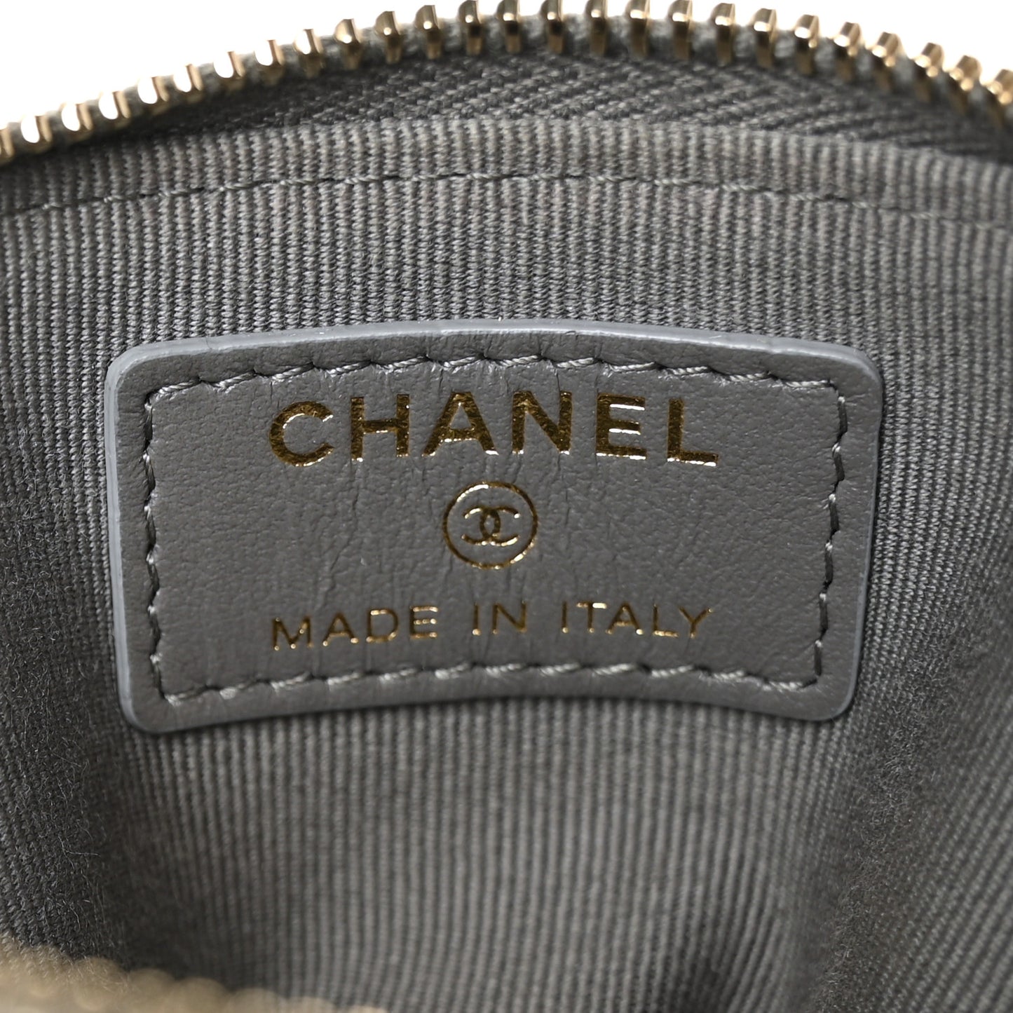 Lambskin Quilted Chanel 19 Zip Card Holder Wallet Grey