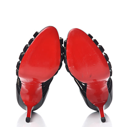 Christian Louboutin Suede Calfskin Patent Karina 120 Booties 39.5 Black 5 of 14