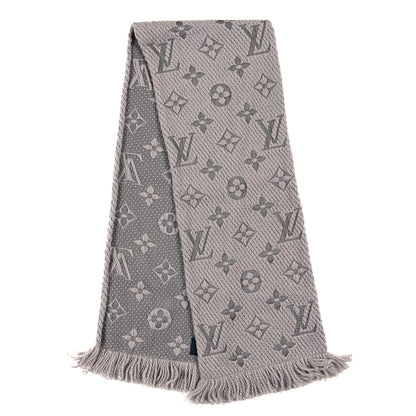 Louis Vuitton Wool Silk Logomania Scarf Pearl Grey 2 of 3