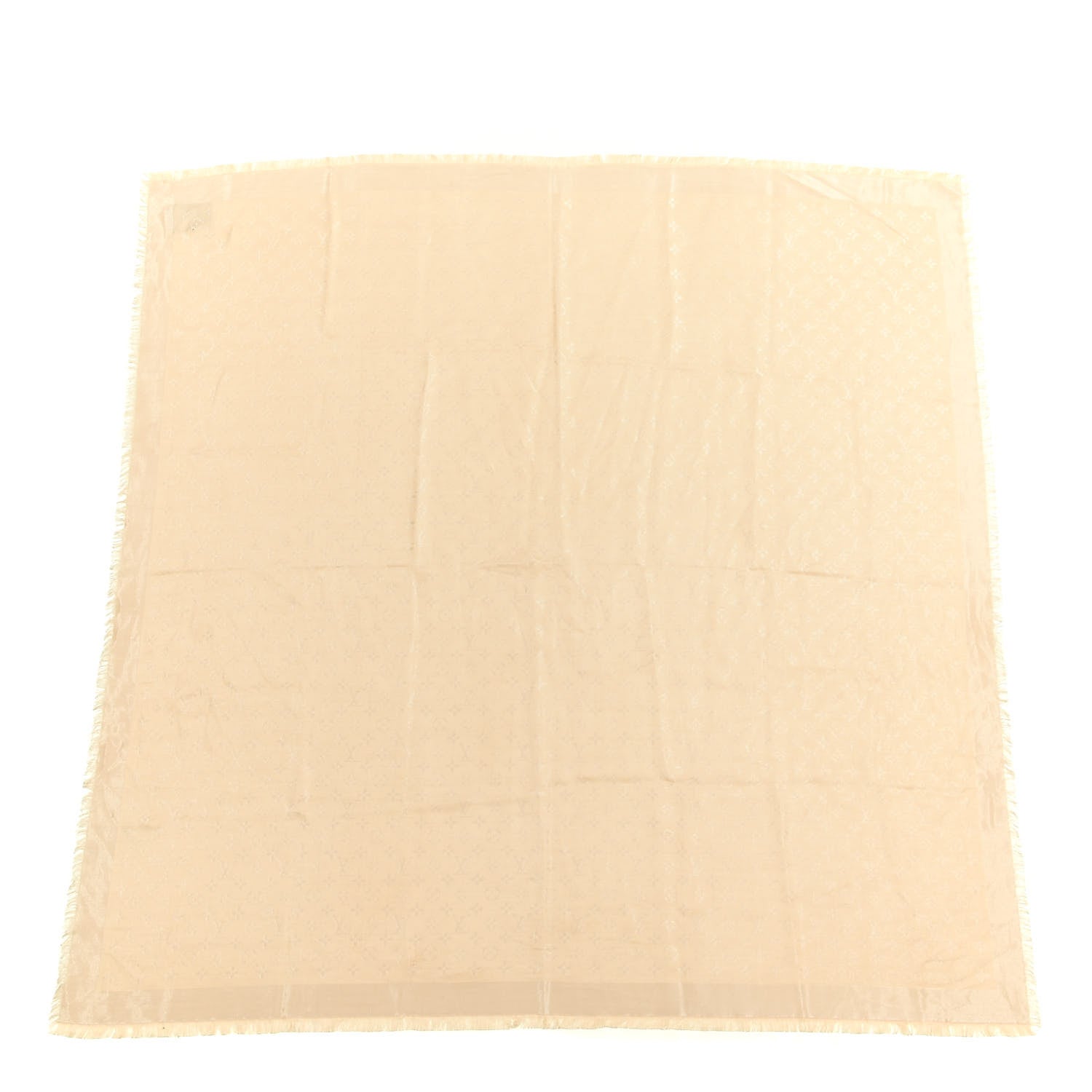 Louis Vuitton Silk Wool Monogram Shawl Natural 1 of 4