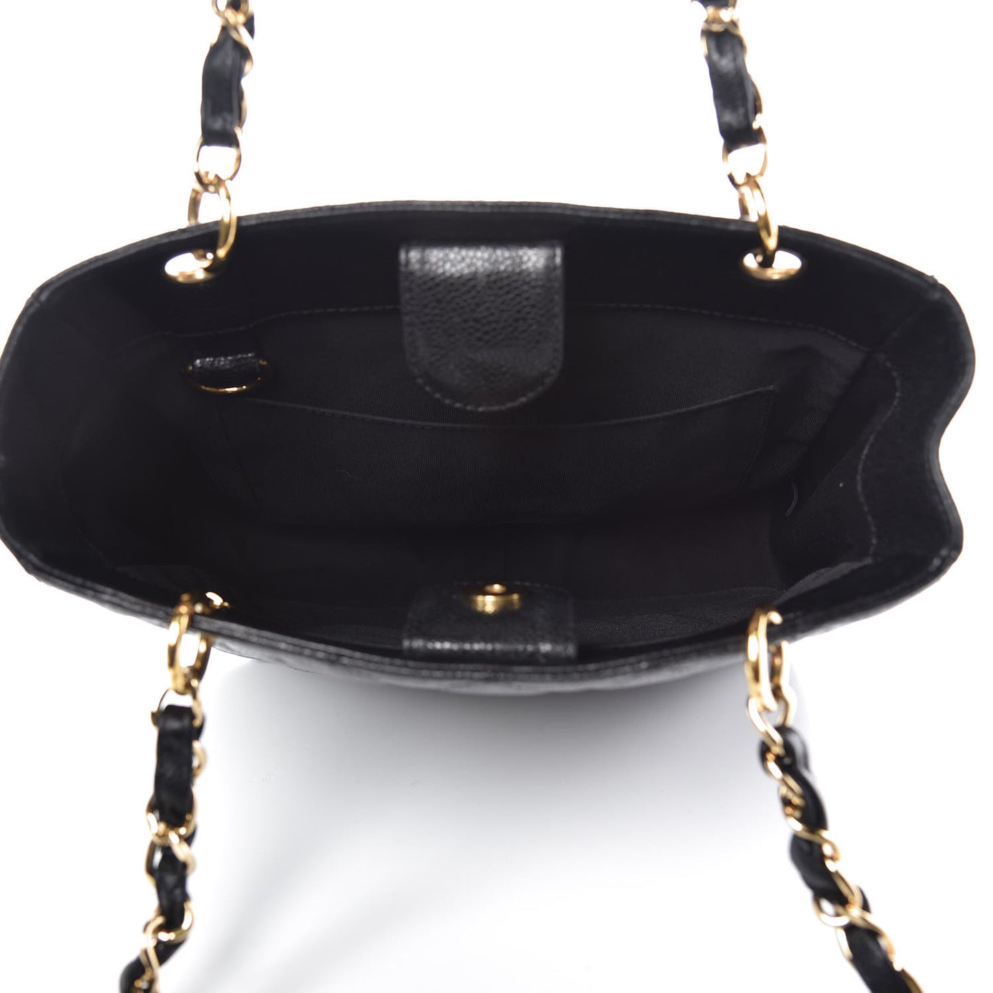 Caviar Quilted Petit Shopping Tote PST Black