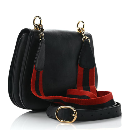 Gucci Roxy Calfskin Web Medium Blondie Shoulder Flap Bag Black 3 of 8